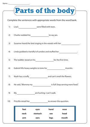 Essential Parts of the Body Worksheet | Grade 2 Science