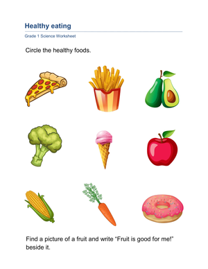 Healthy Eating Worksheet | Essential Grade 1 Science