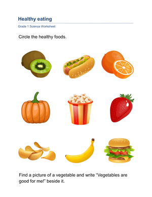 Healthy Eating Worksheet | Essential Grade 1 Science