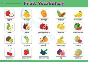 Fruit Vocabulary Chart