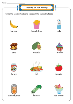 Essential Healthy vs Unhealthy Worksheet | Grade 1 Ready