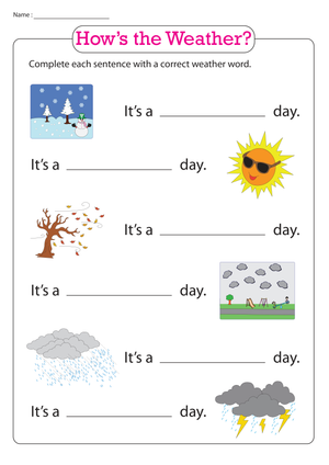 Essential Weather Vocabulary Worksheet | Grade 1-2 Printable