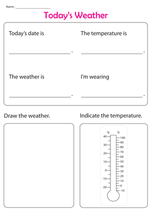 Grade 1-2 Today's Weather Printable Science Worksheet