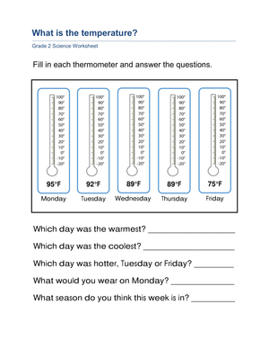 Essential Grade 2 Temperature Worksheet | Printable Science