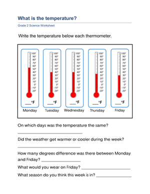 Essential Grade 2 Reading Thermometers & Temperature