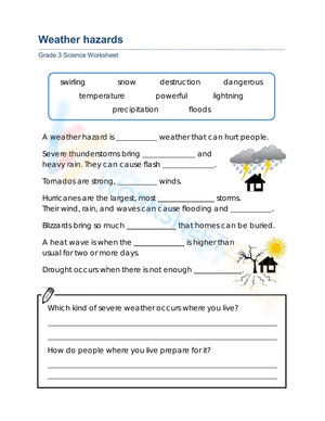 Weather Hazards Worksheet | Grade 3 Essential Science