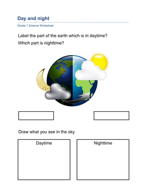 Essential Day and Night Cycle Worksheet | Grade 1 Science