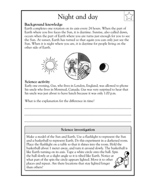 Grade 5 Earth Rotation — Printable No-Prep Worksheet