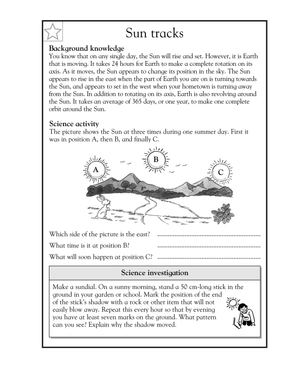 Essential Sun Tracks & Earth Rotation Worksheet | Grade 5