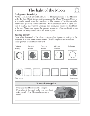 Phases of the Moon Essential Science Worksheet | Grade 3