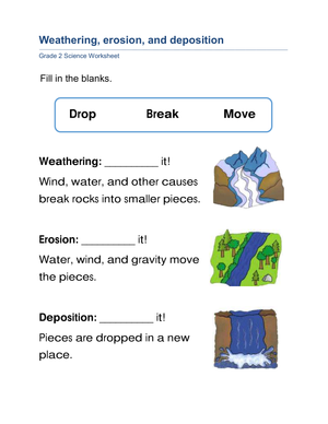 Printable Grade 2 Weathering Erosion & Deposition Worksheet