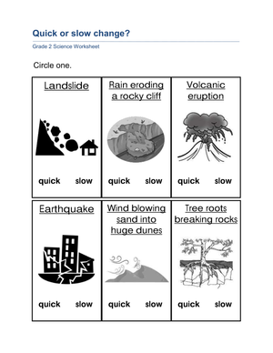 Grade 2 Earth Changes — Printable No-Prep Worksheet