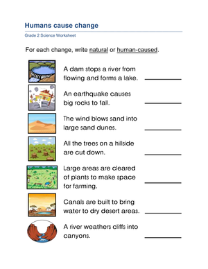 Humans Cause Change: Essential Grade 2 Science Worksheet