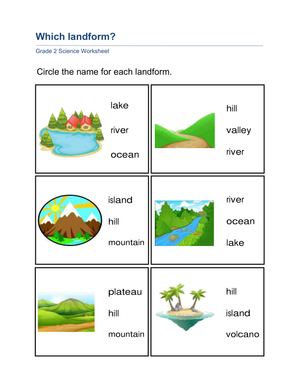 Essential Grade 2 Landforms Worksheet | Printable Science