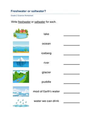 Freshwater Or Saltwater Identification Activity