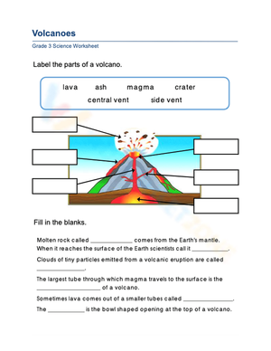 Printable Grade 3 Volcanoes Science Worksheet | Ready to Use