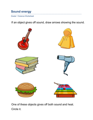 Grade 1 Sound Energy — Printable No-Prep Worksheet