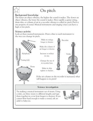 Grade 4 Sound Pitch — Printable No-Prep Worksheet