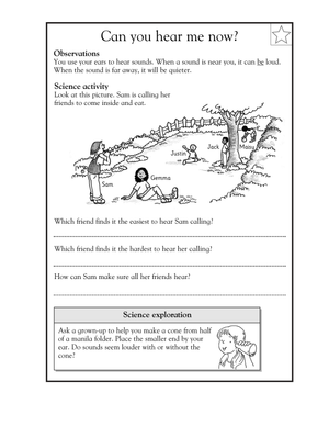 Printable Grade 1 Sound Science: Can You Hear Me Now?