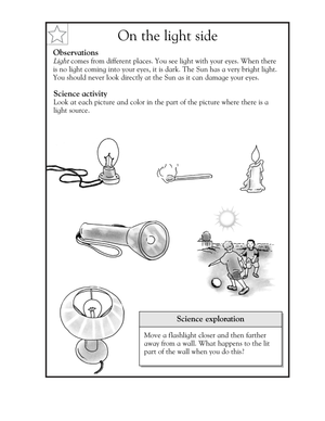 Grade 1 Light Sources — Printable No-Prep Worksheet