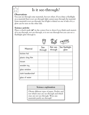 Printable Light & Materials Worksheet | Grade 1 Science
