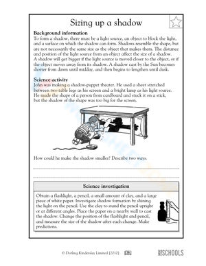 Sizing Up a Shadow Science Experiment Worksheet