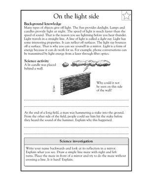 Essential Grade 5 Properties of Light Printable Worksheet