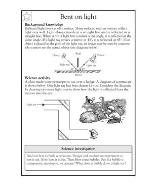 Grade 5 Light Reflection — Printable No-Prep Worksheet