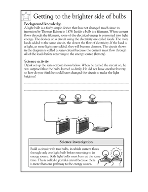 Grade 5 Series Circuits — Printable No-Prep Worksheet