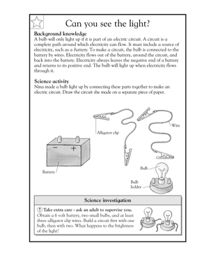 Essential Grade 4 Circuit Worksheet | Printable Science
