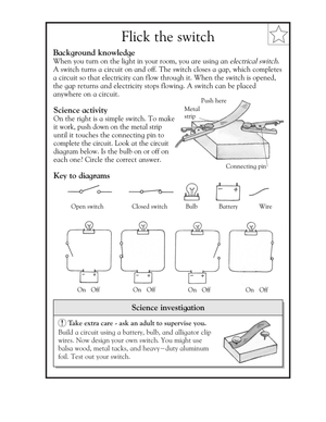 Essential Grade 4 Electrical Circuits & Switches Worksheet