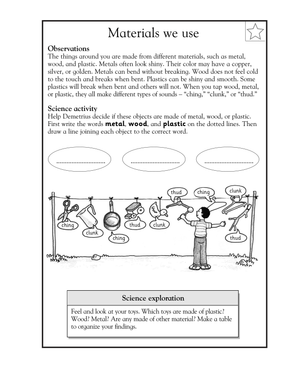 Printable Materials We Use Worksheet | Grade 1 Science