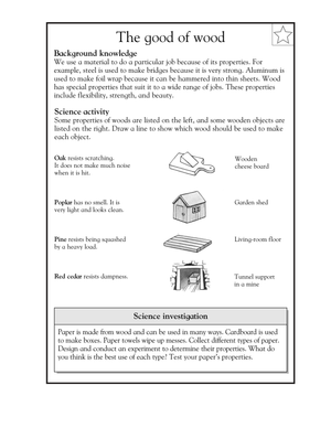 Essential Wood Properties Worksheet | Grade 3 Science