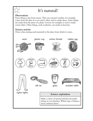 Essential Natural vs. Factory Materials Worksheet | Grade 2