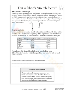 Testing a fabric’s “stretch factor”