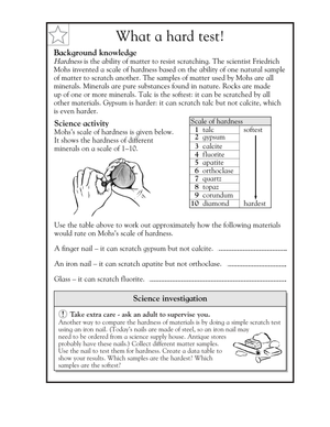 Essential Mohs Scale Hardness Worksheet | Grade 5 Science