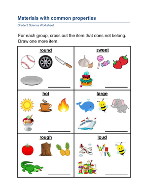 Grade 2 Material Properties — Printable No-Prep Worksheet