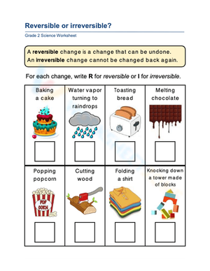 Grade 2 Reversible Changes — Printable No-Prep Worksheet