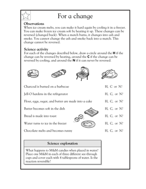 Reversible Changes Worksheet | Essential Grade 2 Science