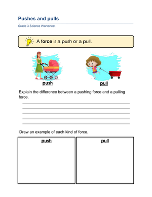 Essential Pushes and Pulls Worksheet | Grade 3 Science