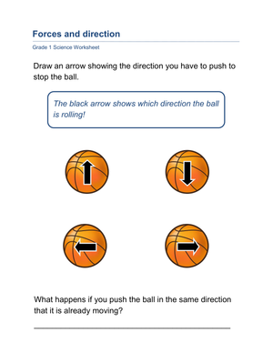 Essential Forces and Direction Worksheet | Grade 1 Science