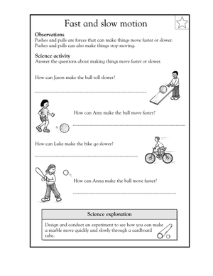 Essential Fast and Slow Motion Worksheet | Grade 1-2 Science
