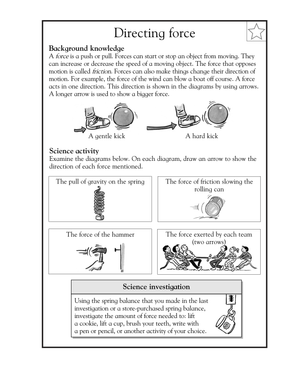 Essential Grade 5 Force Direction Science Worksheet