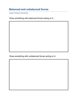 Balanced and Unbalanced Forces Worksheet | Grade 3 Essential