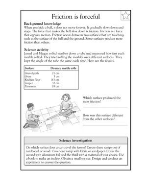 Friction is Forceful Science Worksheet | Essential Grade 3