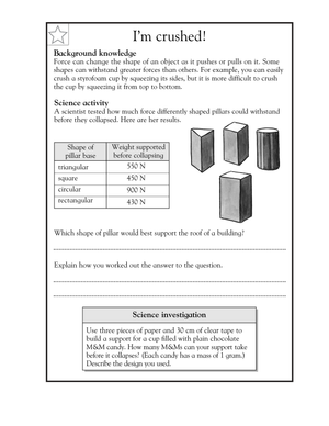 Essential Grade 5 Force and Pillars Science Worksheet