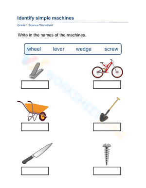 Essential Simple Machines Worksheet | Grade 1 Science