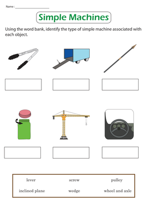 Simple Machines Worksheet | Grade 3-4 Printable Science