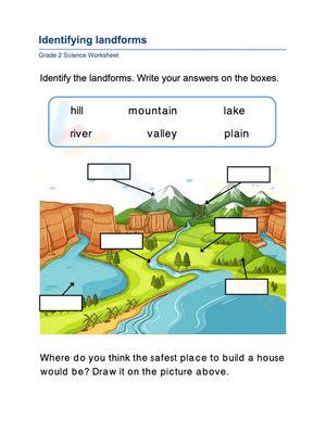 Essential Landforms Identification Worksheet