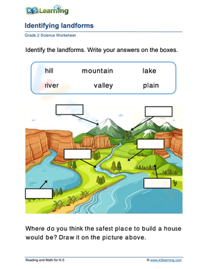 Landforms Identification Science Worksheet